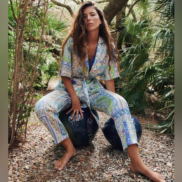 ZARA BOHO PAISLEY BELTED PRINT BLOUSE - Picture 1 of 9